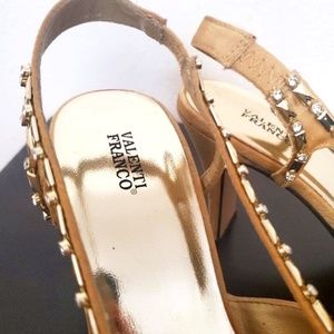 Valenti Franco Yellow Gold Diamond Beaded Pumps